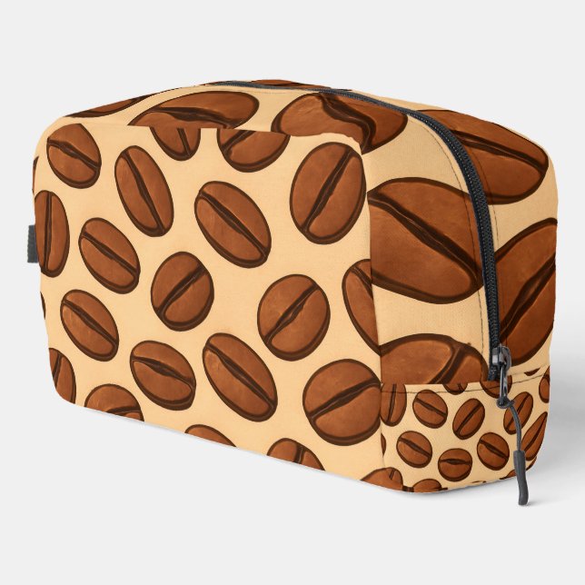 Seamless Coffee Bean Pattern | Warm Brown Café  Dopp Kit (Right Corner)