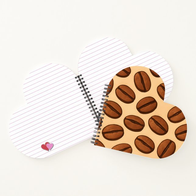 Seamless Coffee Bean Pattern | Warm Brown Café  Notebook (Inside)