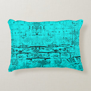 Seamless color grunge turquoise. Halftone elements Accent Pillow