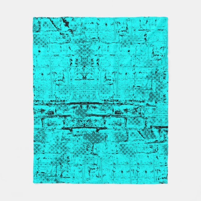 Seamless color grunge turquoise. Halftone elements Fleece Blanket (Front)