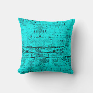 Seamless color grunge turquoise. Halftone elements Throw Pillow