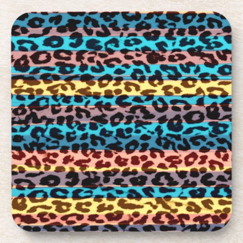 Seamless colorful animal skin texture of leopard coaster