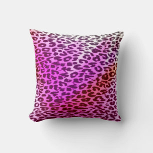 Seamless colorful animal skin texture of leopard throw pillow
