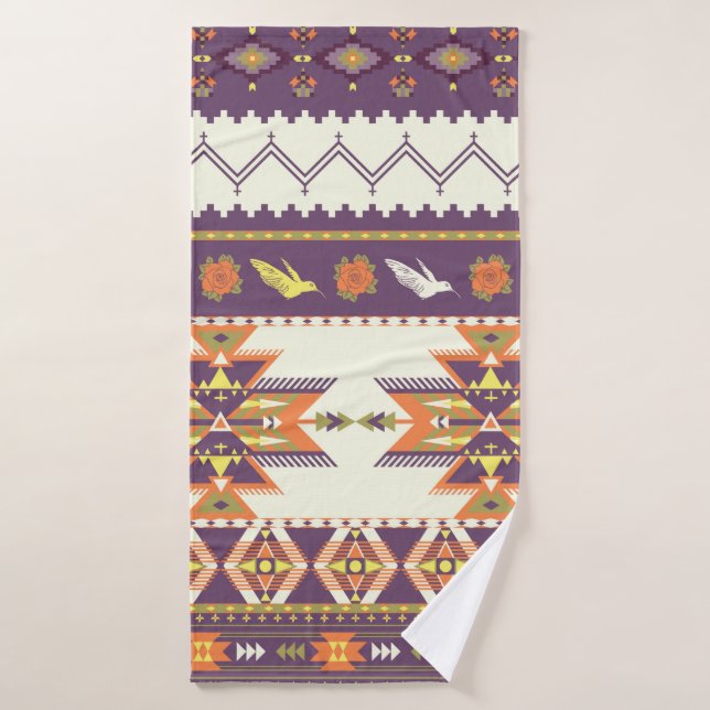 Seamless colorful aztec pattern bath towel (Bath Towel)