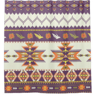 Seamless colorful aztec pattern shower curtain