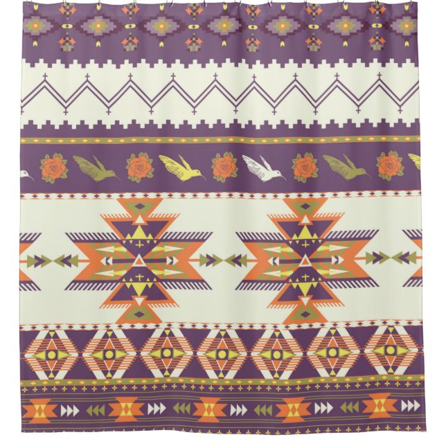 Seamless colorful aztec pattern shower curtain (Front)