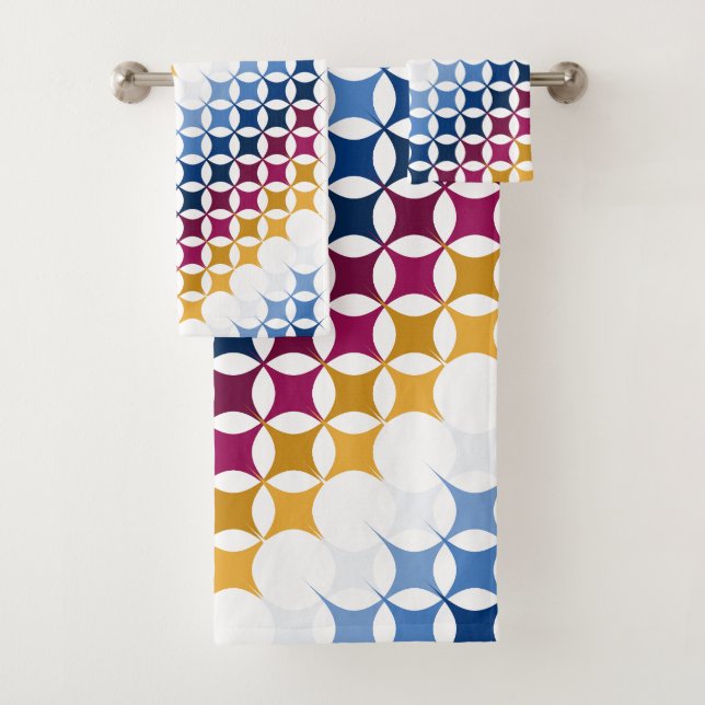Seamless colorful cross stitch pattern bath towel set (Insitu)