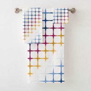 Seamless colorful cross stitch pattern bath towel set