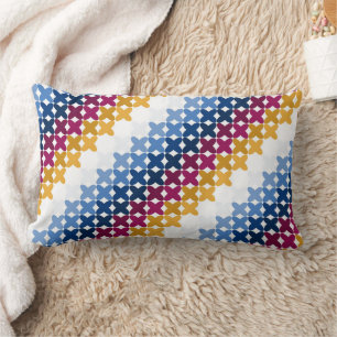 Seamless colorful cross stitch pattern lumbar pillow