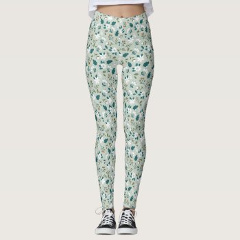 Seamless Colorful Ditsy Floral Pattern Leggings by Pick_Up_Me at Zazzle