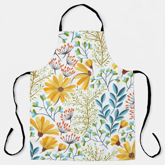 Seamless colorful floral background pattern. apron (Front)