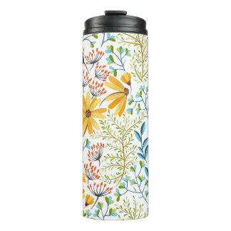 Seamless colorful floral background pattern. thermal tumbler