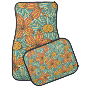 Seamless colorful floral pattern design car floor mat