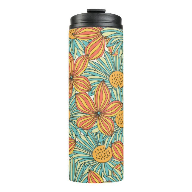Seamless colorful floral pattern design thermal tumbler (Front)