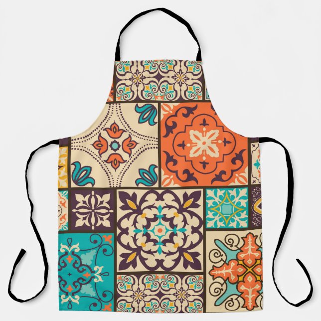 Seamless colorful patchwork tile with Islam, Arabi Apron (Front)