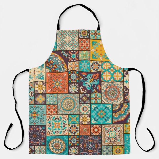 Seamless colorful patchwork tile with Islam, Arabi Apron (Front)