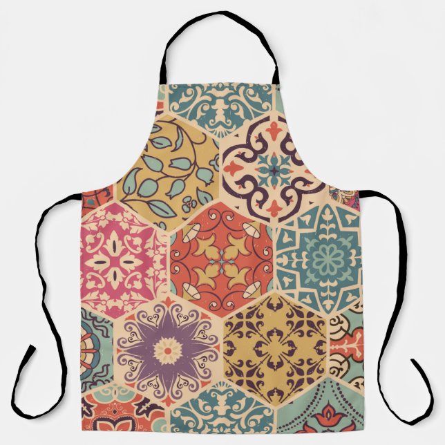 Seamless colorful patchwork tile with Islam, Arabi Apron (Front)