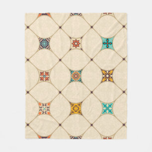 Seamless colorful patchwork tile with Islam, Arabi Fleece Blanket