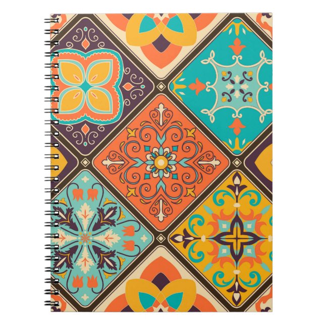 Seamless colorful patchwork tile with Islam, Arabi Notebook (Front)