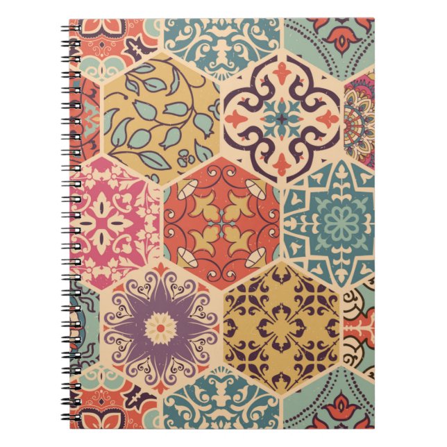 Seamless colorful patchwork tile with Islam, Arabi Notebook (Front)