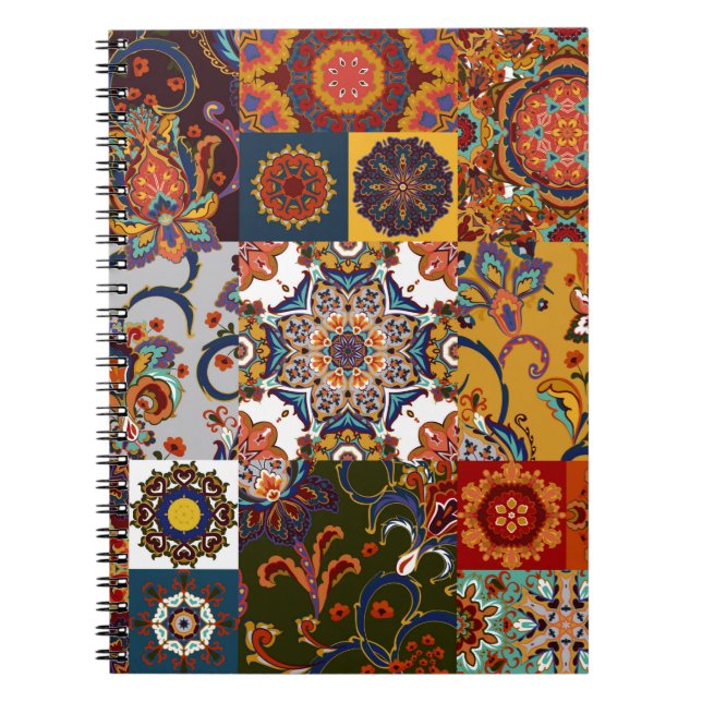 Seamless colorful patchwork tile with Islam, Arabi Notebook (Front)