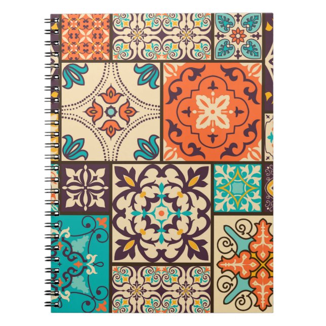 Seamless colorful patchwork tile with Islam, Arabi Notebook (Front)