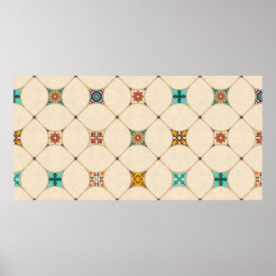 Seamless colorful patchwork tile with Islam, Arabi Poster