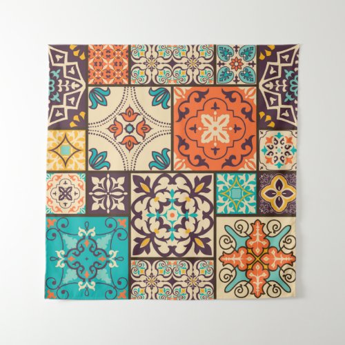 Seamless colorful patchwork tile with Islam Arabi Tapestry