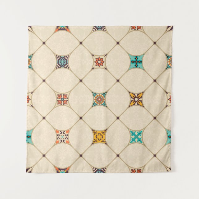 Seamless colorful patchwork tile with Islam, Arabi Tapestry (Front)