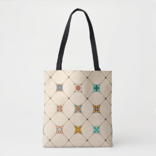 Seamless colorful patchwork tile with Islam, Arabi Tote Bag