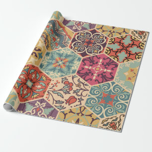 Seamless colorful patchwork tile with Islam, Arabi Wrapping Paper