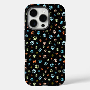 Seamless Colorful Small Dog Paws  iPhone 16 Pro Case