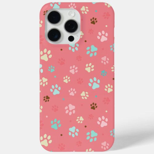 Seamless Colorful Small Dog Paws  iPhone 15 Pro Max Case