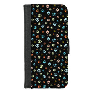 Seamless Colorful Small Dog Paws iPhone 8/7 Wallet Case