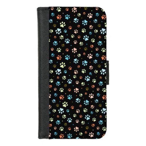 Seamless Colorful Small Dog Paws  iPhone 87 Wallet Case