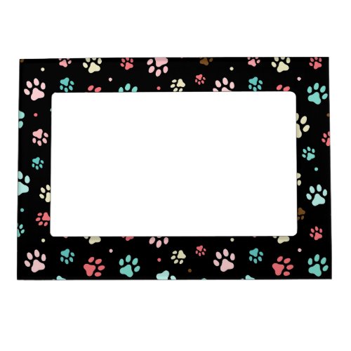 Seamless Colorful Small Dog Paws  Magnetic Frame