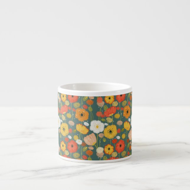 Seamless Colorful Wildflower Pattern Espresso Cup (Front)