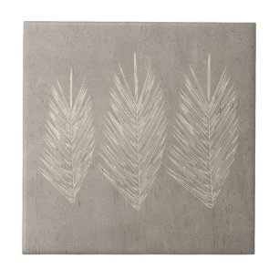 Seamless Concrete Look Palm Leaves Ceramic Tile