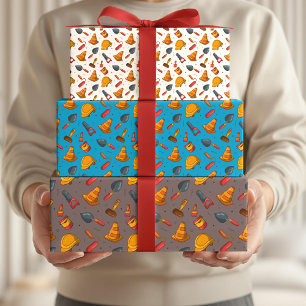 Seamless Construction Theme Pattern Wrapping Paper Sheets