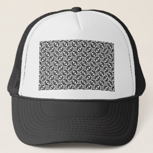 Seamless Core Pattern black White Checkers Trucker Hat