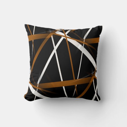 Seamless Criss Cross Sienna Brown and White Lines Throw Pillow