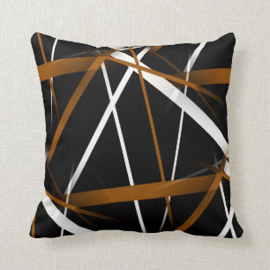 Seamless Criss Cross Sienna Brown and White Lines Throw Pillow