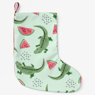 Seamless crocodile pattern with watermelon slices. small christmas stocking