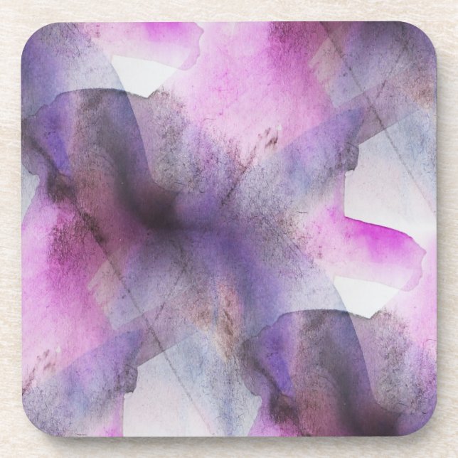 seamless cubism purple abstract art beverage coaster (Front)