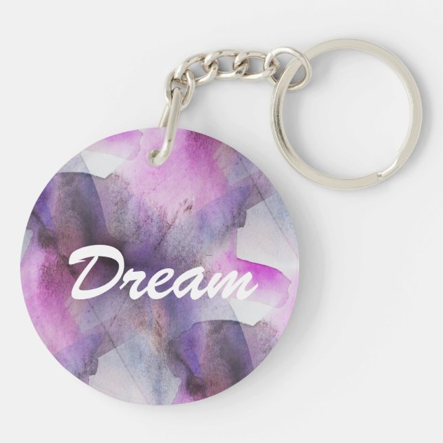 seamless cubism purple abstract art keychain (Back)