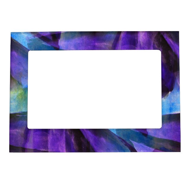 seamless cubism purple, blue abstract art magnetic picture frame (Front)
