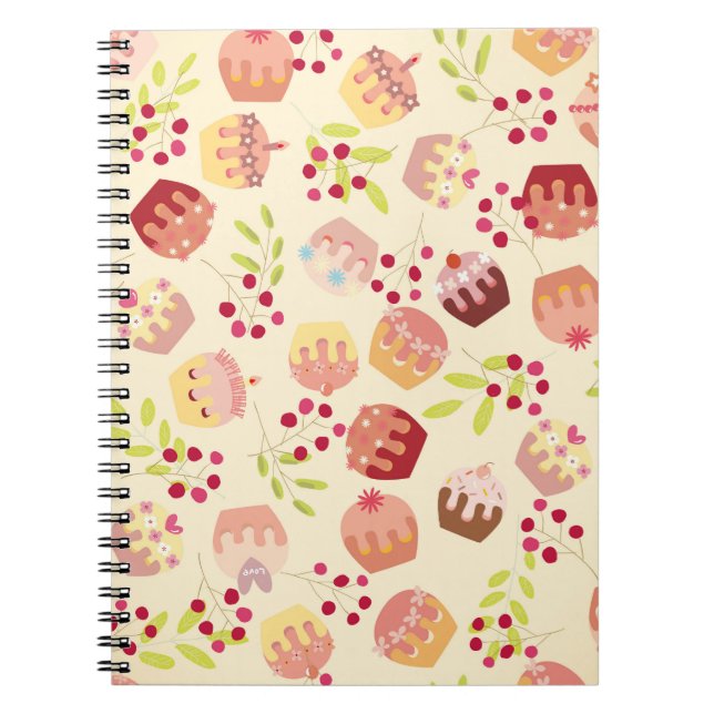 seamless cup cake illustration notebook (Front)