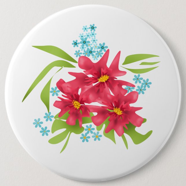 Seamless cute red flowers floral pattern cartoon b button (Front)