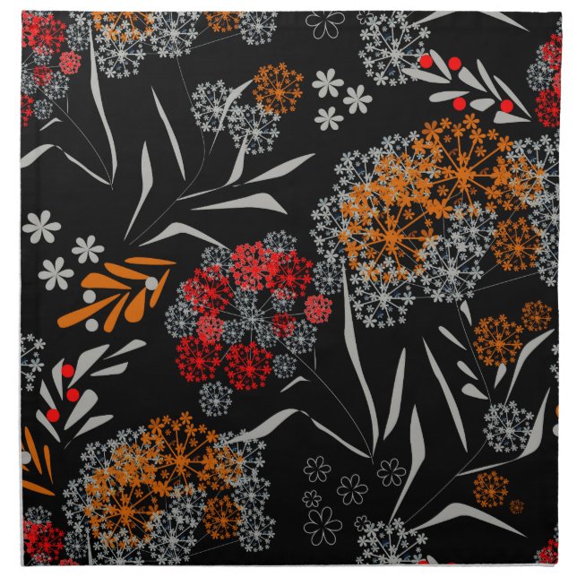 Seamless cute small flowers floral pattern black v cloth napkin (Front)