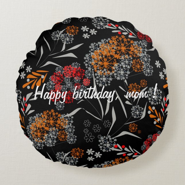 Seamless cute small flowers floral pattern Happy Round Pillow (Front)